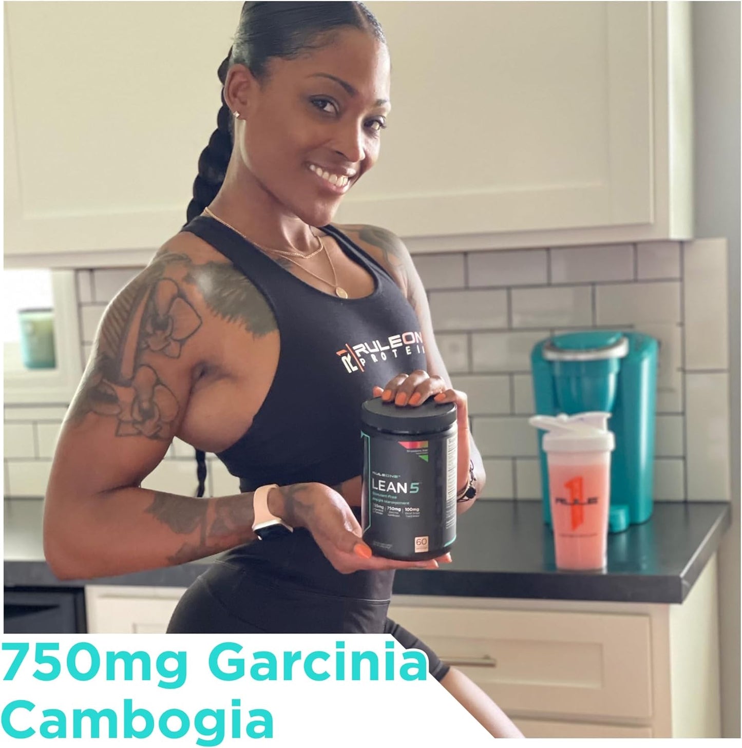 Rule 1 R1 Lean5 Blue Razz Lemonade 11.9 oz - Stimulant-Free Formula with CLA, Garcinia Cambogia Extract & Carnitine