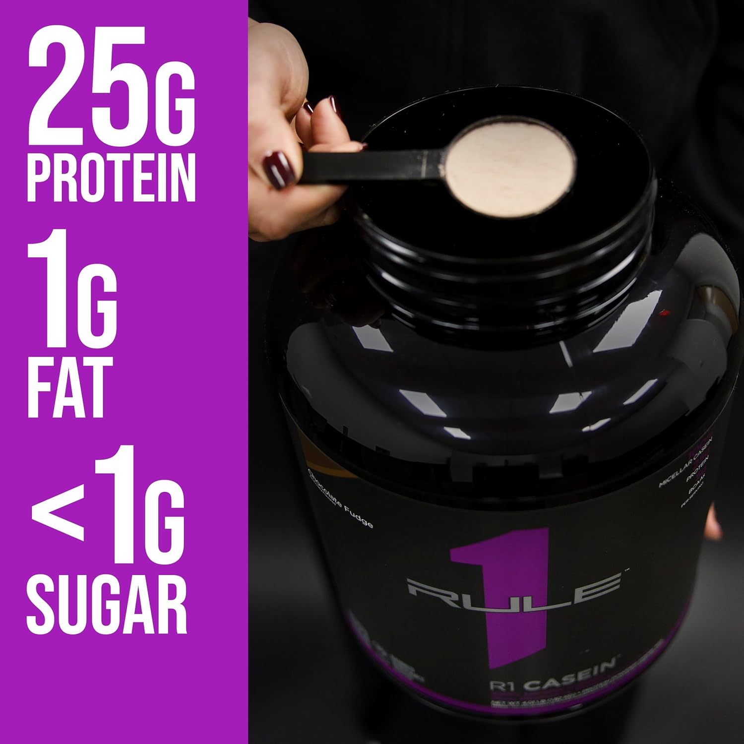 Rule One Proteins Casein - 25g Slow-Release Micellar Casein Protein for Muscle Recovery, Sustained Amino Acid Delivery (2lb, Chocolate Peanut Butter)