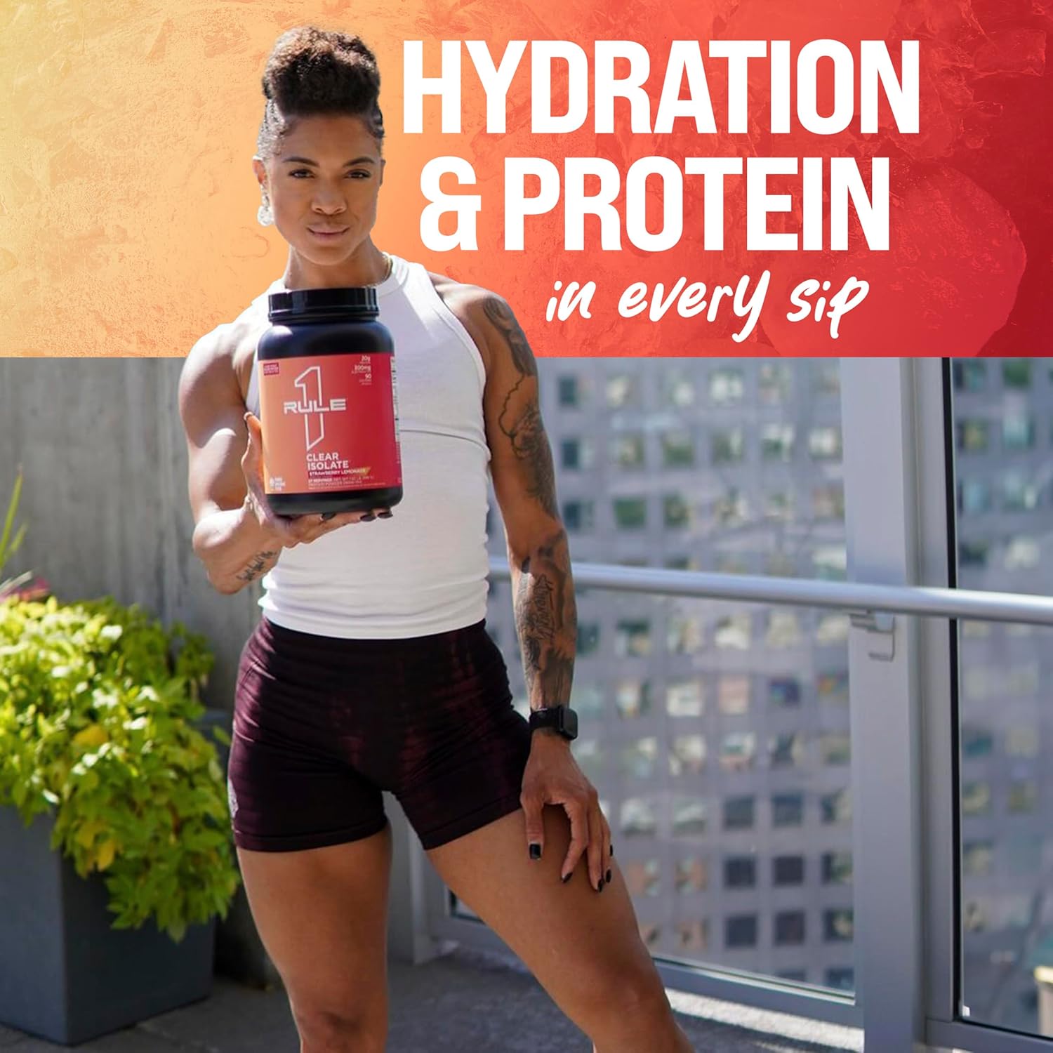 Rule One Proteins Clear Isolate - Strawberry Lemonade Flavor with 20g All-whey Isolate Protein, 9g EAAs, Electrolyte Minerals, 90 Calories per Serving