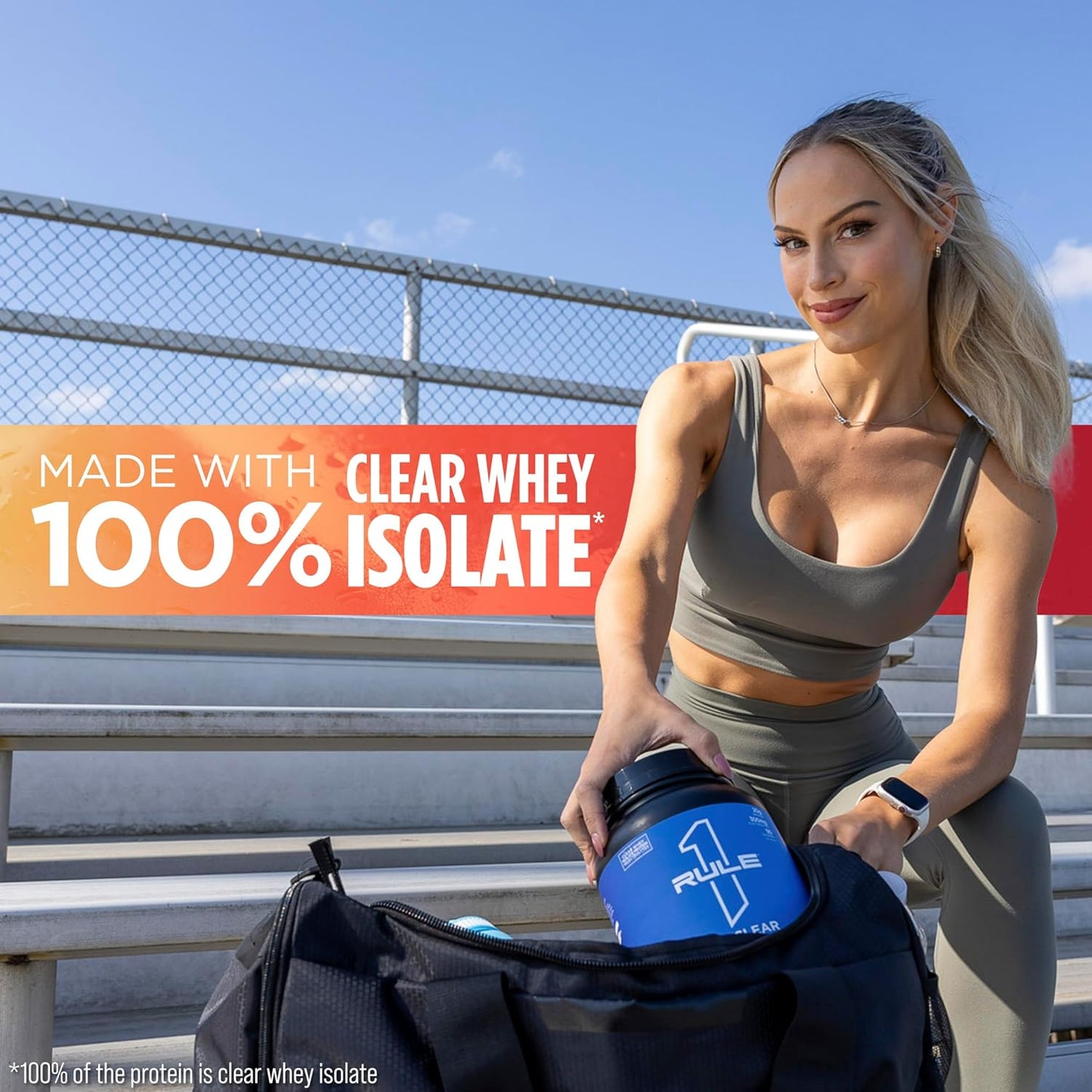 Rule One Proteins Clear Isolate - Strawberry Lemonade Flavor with 20g All-whey Isolate Protein, 9g EAAs, Electrolyte Minerals, 90 Calories per Serving