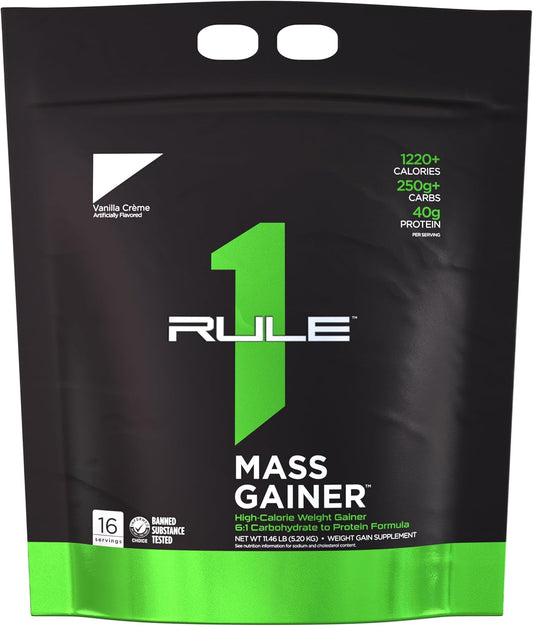Rule One Proteins Mass Gainer - Vanilla Crème, High-Calorie Weight Gain Formula with 1220+ Calories