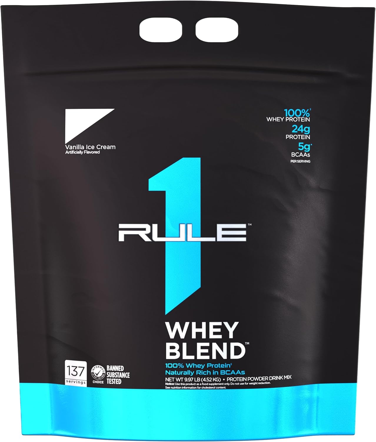 Rule One Proteins R1 Whey Blend - 24g Fast-Acting Whey Protein with EAAs and BCAAs, 10lb Vanilla Ice Cream Flavor