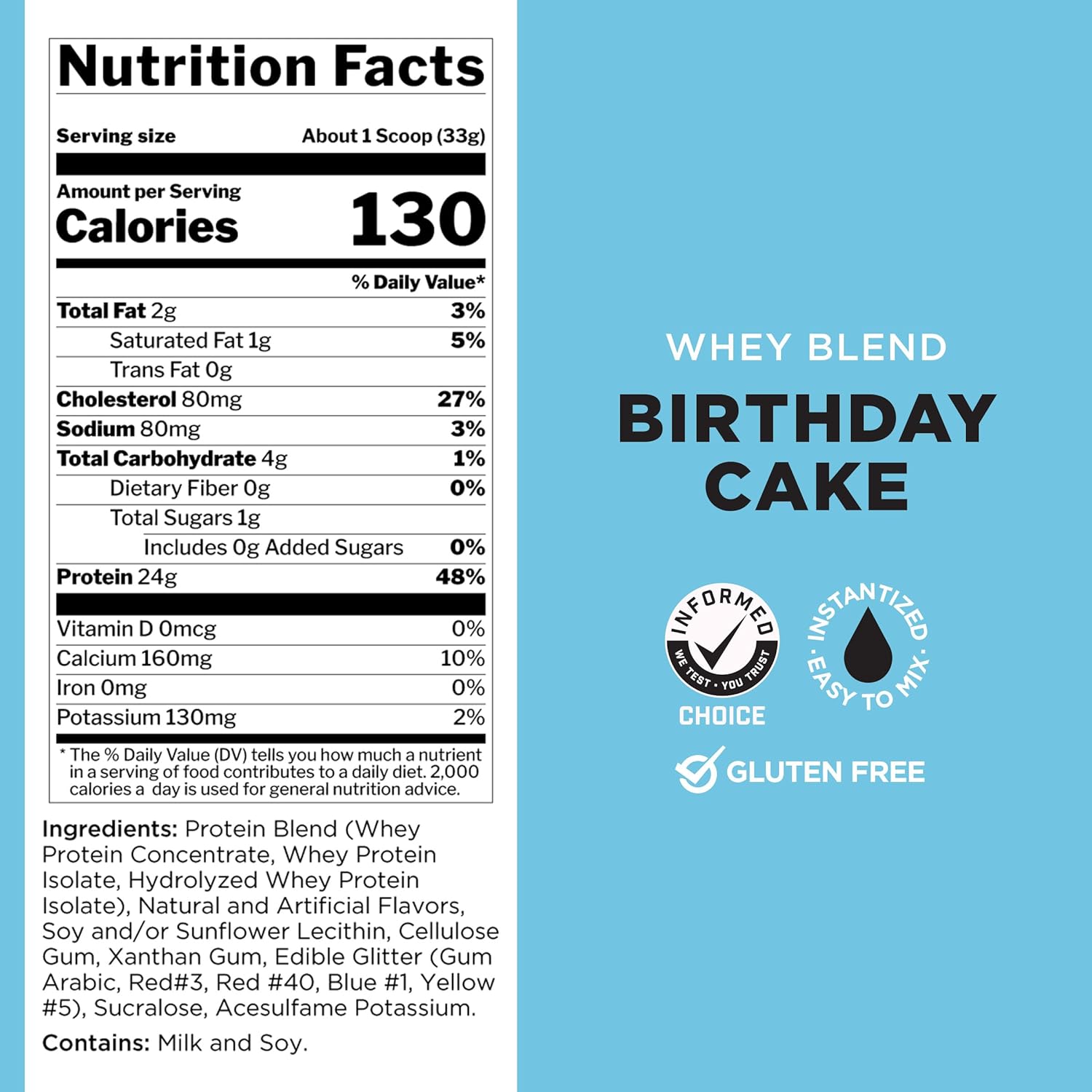 Rule One Proteins R1 Whey Blend Birthday Cake 5lbs - 24g Fast-Acting Whey Protein with EAAs and BCAAs