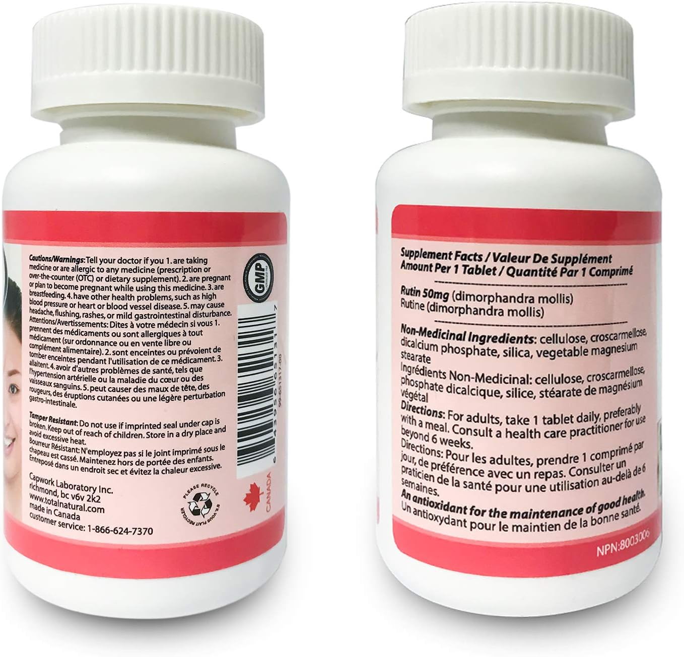 Rutin 50mg Tablets for Improved Vascular Health and Vision Care, 90 Count, Natural Supplement to Support Vitamin C Absorption