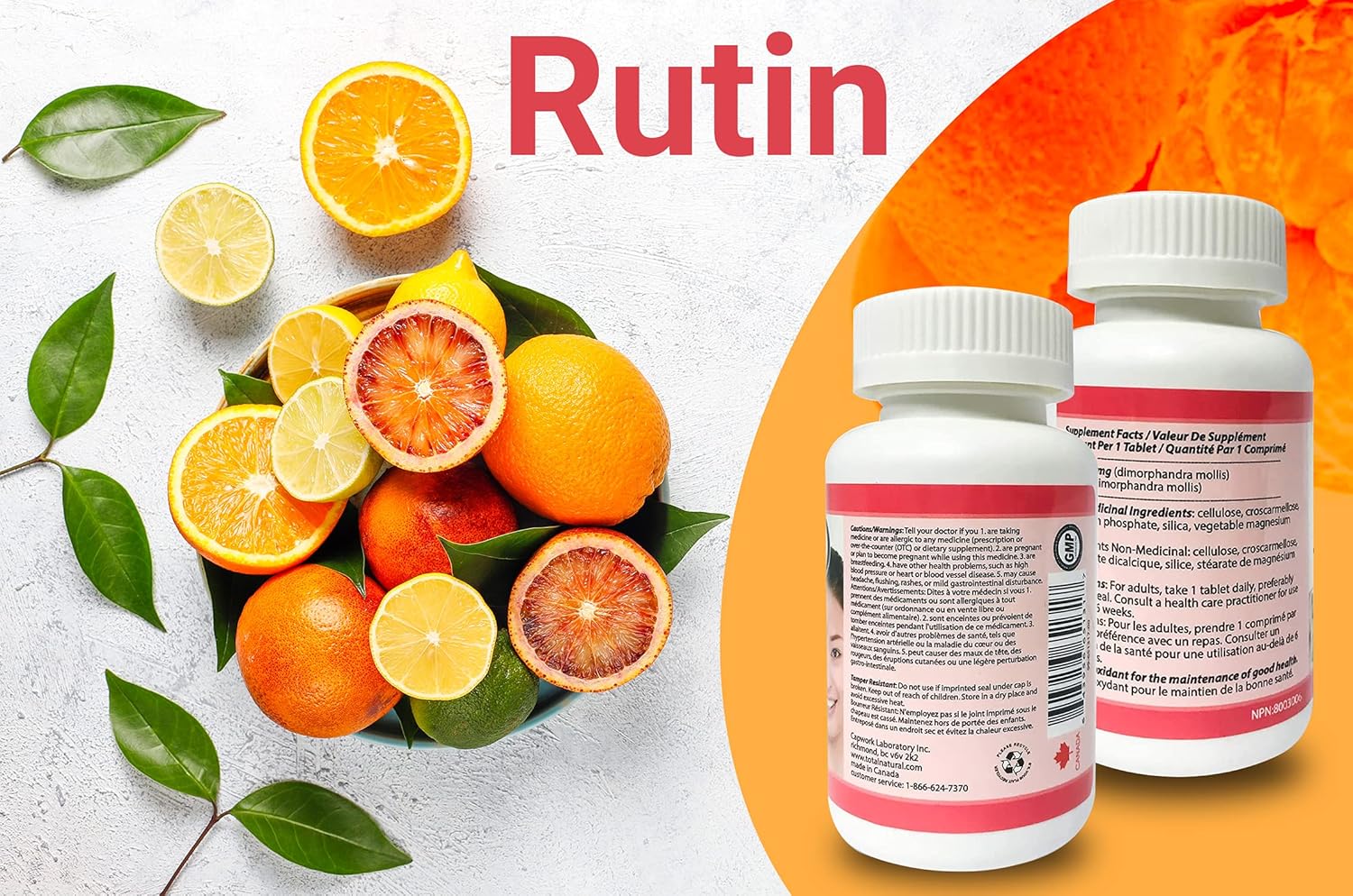 Rutin 50mg Tablets for Improved Vascular Health and Vision Care, 90 Count, Natural Supplement to Support Vitamin C Absorption