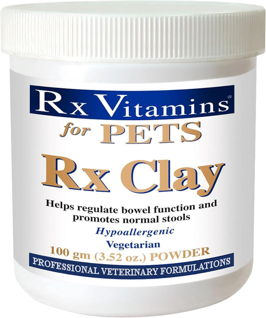 Rx Vitamins Pet Clay Powder - Digestive Health & Stool Support Supplement for Dogs & Cats - Anti Gas & Diarrhea Relief - 3.52 oz.