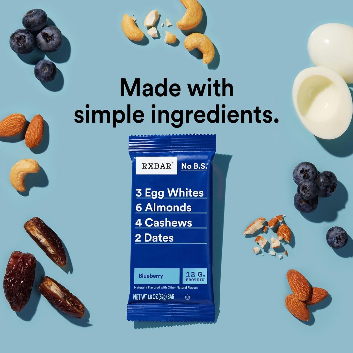 RXBAR Blueberry Protein Snack Bars - 22oz Box (12 Bars)