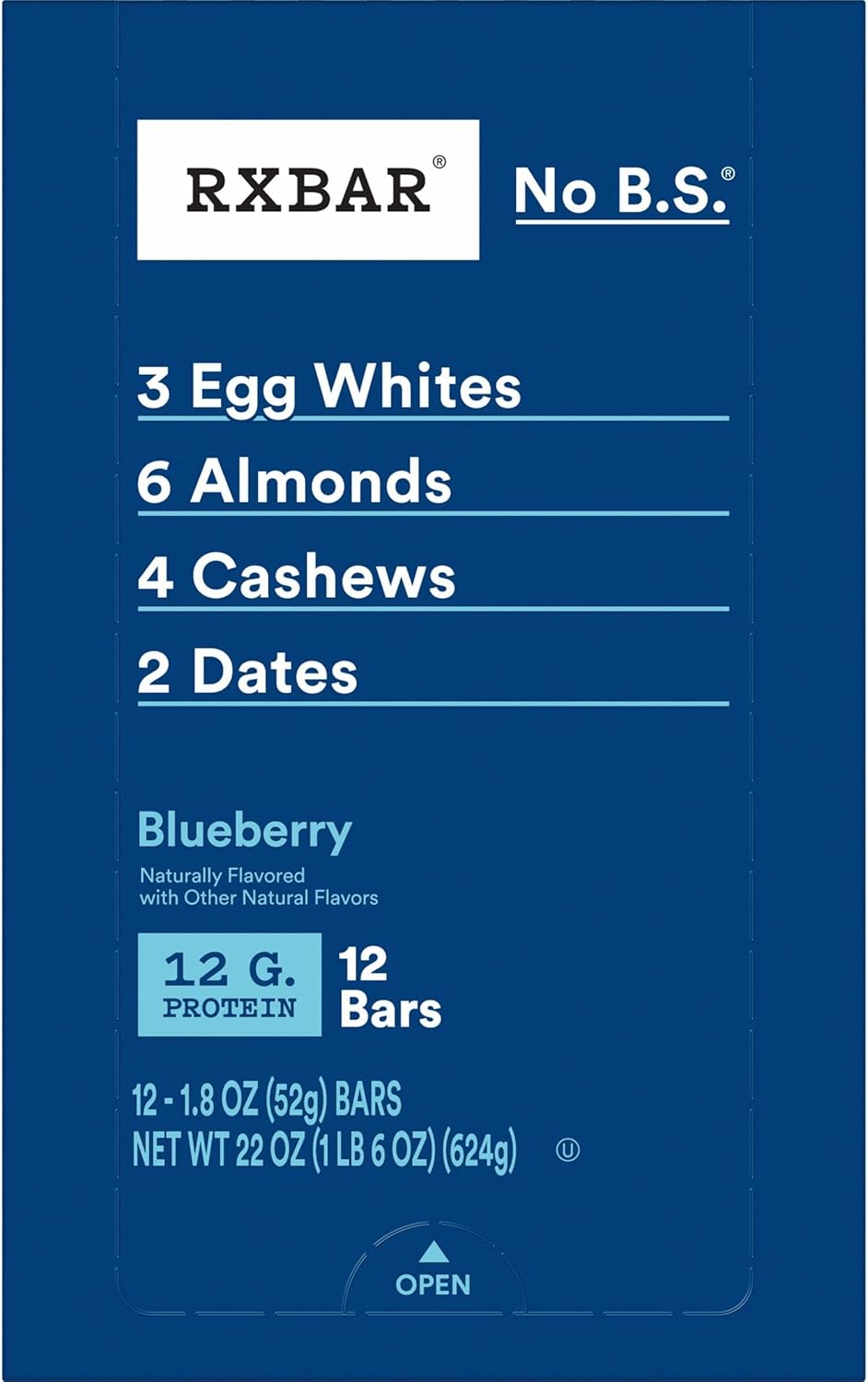 RXBAR Blueberry Protein Snack Bars - 22oz Box (12 Bars)