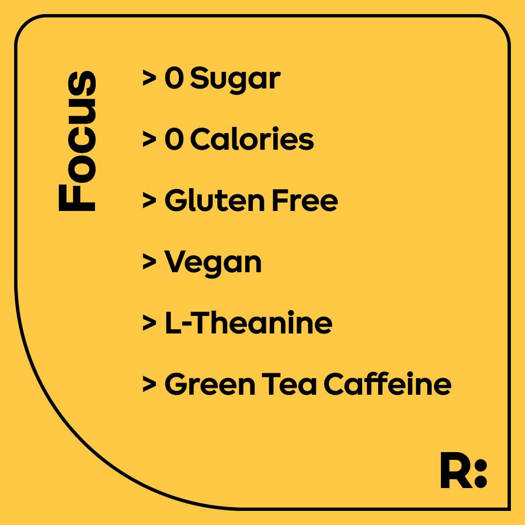Ryde Focus Shot Orange Flavor with L-Theanine, Ginseng, Green Tea Caffeine, Vitamins B2 & B7, 0 Calories, 0 Sugar, 2 FL OZ Shots - Supports Focus (8 Pack)