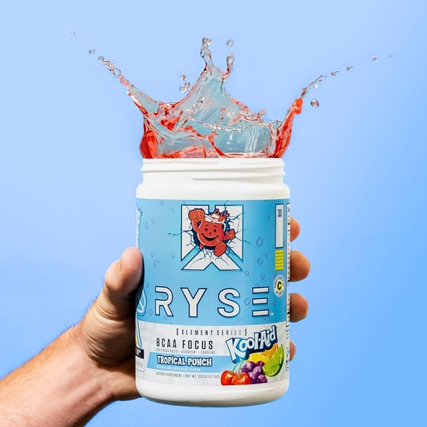 RYSE Element Series BCAA Focus Supplement - Hydrate, Recover, and Stay Focused with BCAAs, Caffeine, and Electrolytes - Tropical Punch Flavor - 30 Servings