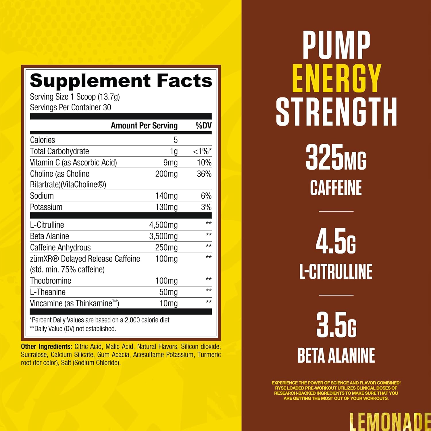 RYSE Loaded Pre Workout Powder Supplement for Men & Women | Boost Energy, Focus & Pumps | Beta Alanine, Citrulline & Caffeine | 30 Servings - Country Time Lemonade Flavor