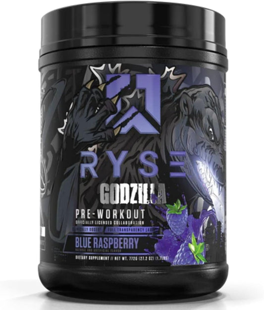 RYSE Noel Deyzel x Godzilla Pre Workout Supplement - Intense Energy, Pumps, & Focus - Citrulline, Beta Alanine, 400mg Caffeine - 40 Servings (Blue Raspberry)
