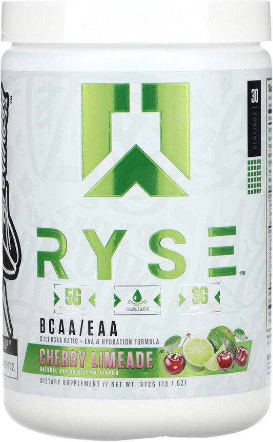 RYSE Up Cherry Limeade BCAA + EAA Supplement for Hydration, Endurance, and Recovery (13.1 Oz.)