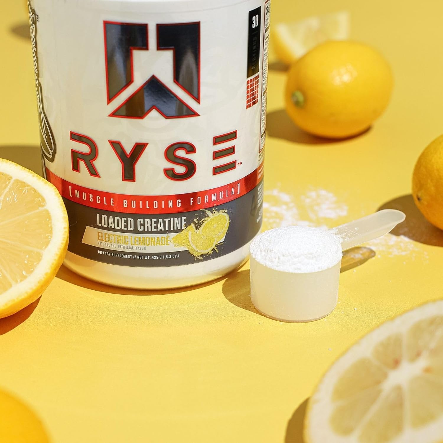 RYSE Up Supplements Loaded Creatine Muscle Building Formula with Electrolytes & Peak ATP - Electric Lemonade - 30 Servings