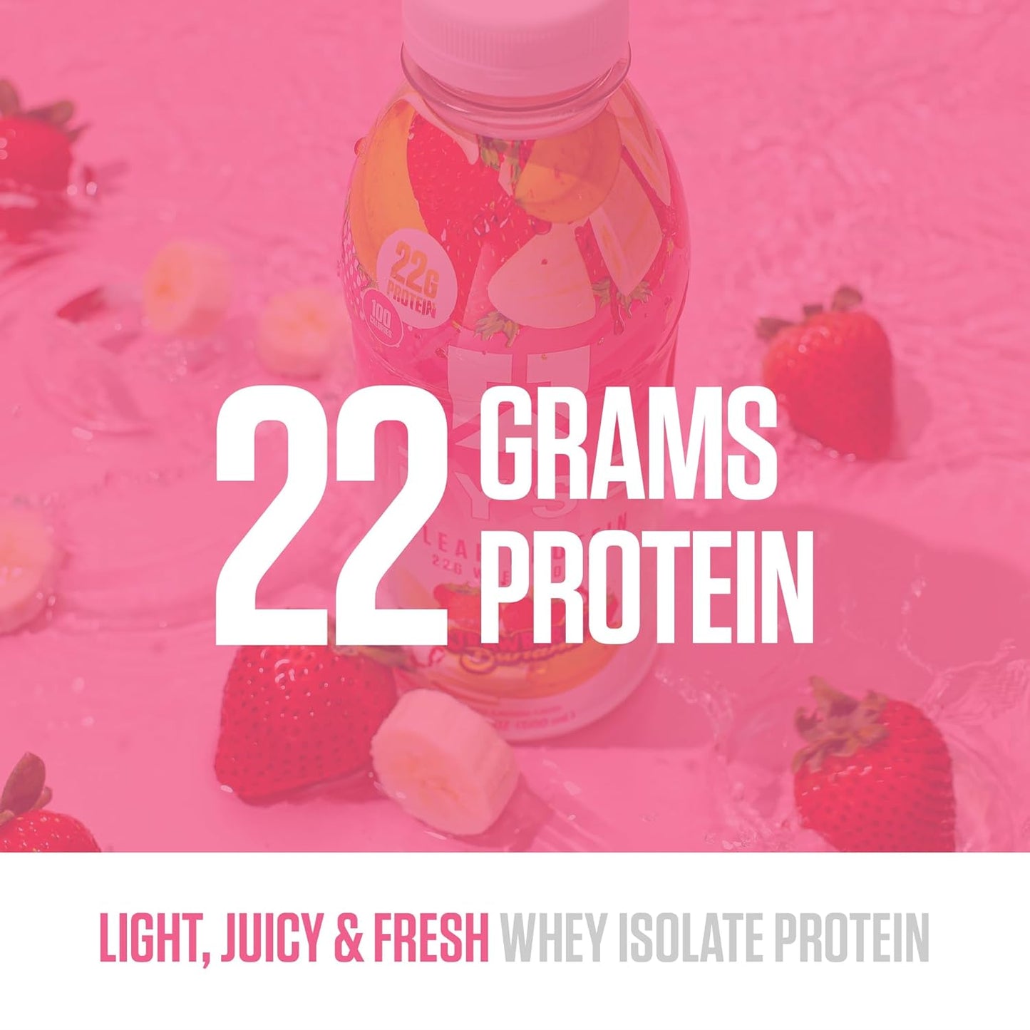 RYSE Up Supplements Strawberry Banana Clear Whey Isolate Protein Shake - 100 Calories, 22g Protein, Sugar Free - 16.9 fl oz (12 pack) - Lactose Free