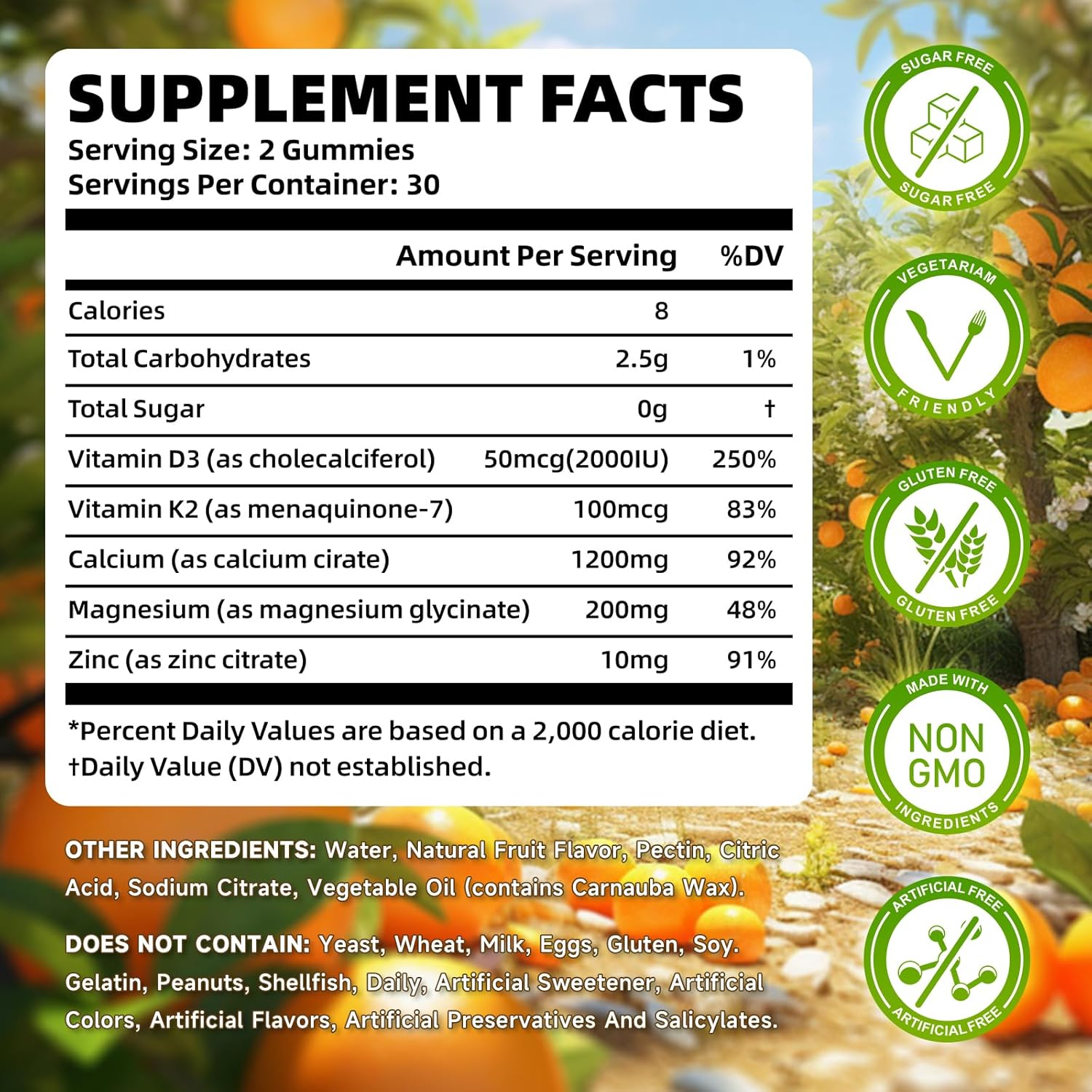Saajoor Calcium Citrate Gummies 1200 mg with Vitamin D3, K2, Magnesium, Zinc - Bone, Muscle, Joint, Immune & Memory Support - 60 Count
