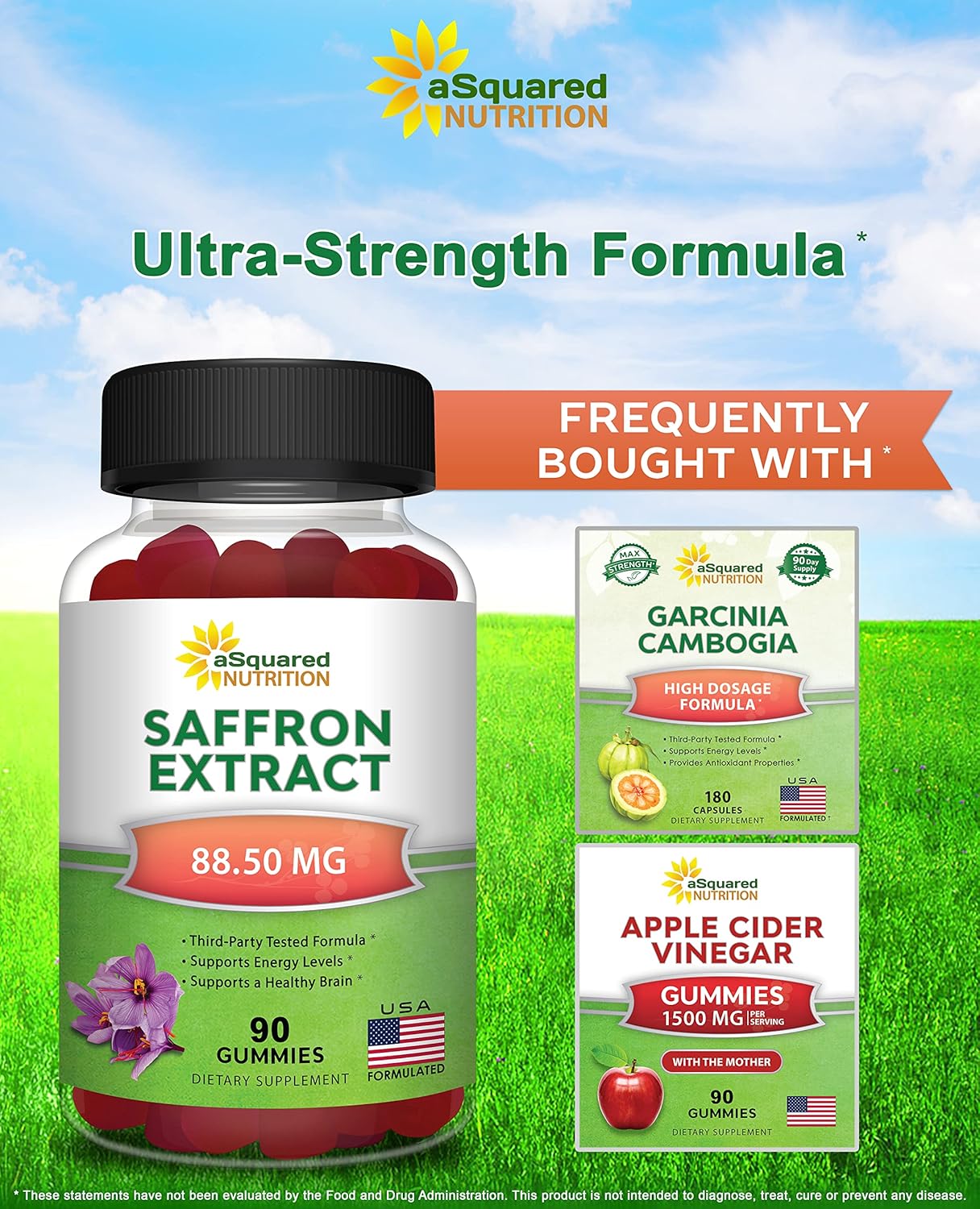 Saffron Extract Gummies - Pure Supplement Alternative to Capsules, Pills, Powder & Tea by aSquared Nutrition