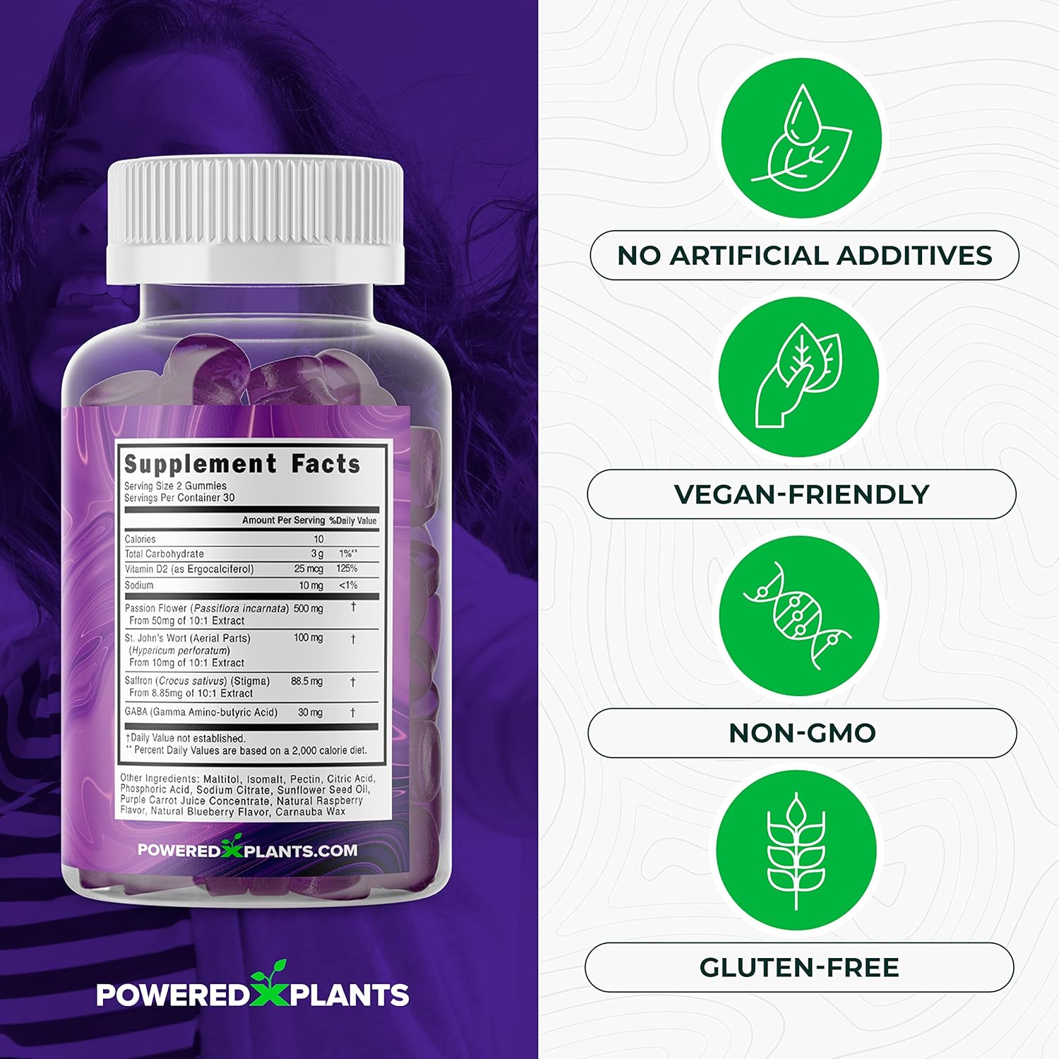 Saffron Extract Gummies with Passionflower & Vitamin D2 - Mood, Digestion, & Energy Support - 3-Pack, 60 Servings