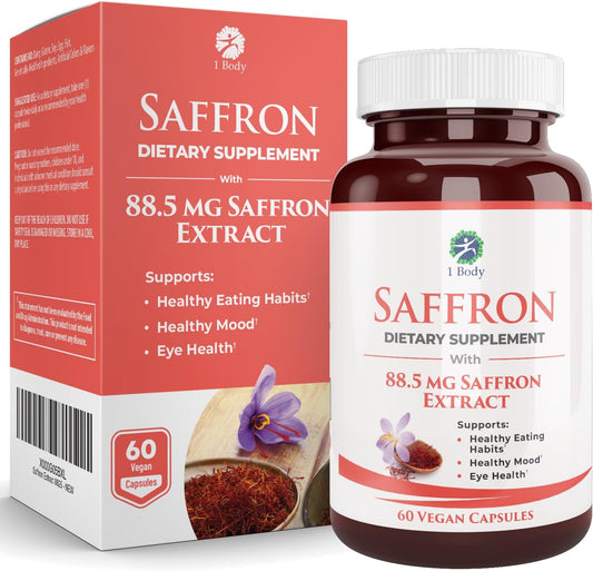Saffron Extract Supplement with 88.5mg Safranal for Antioxidant and Mood Support