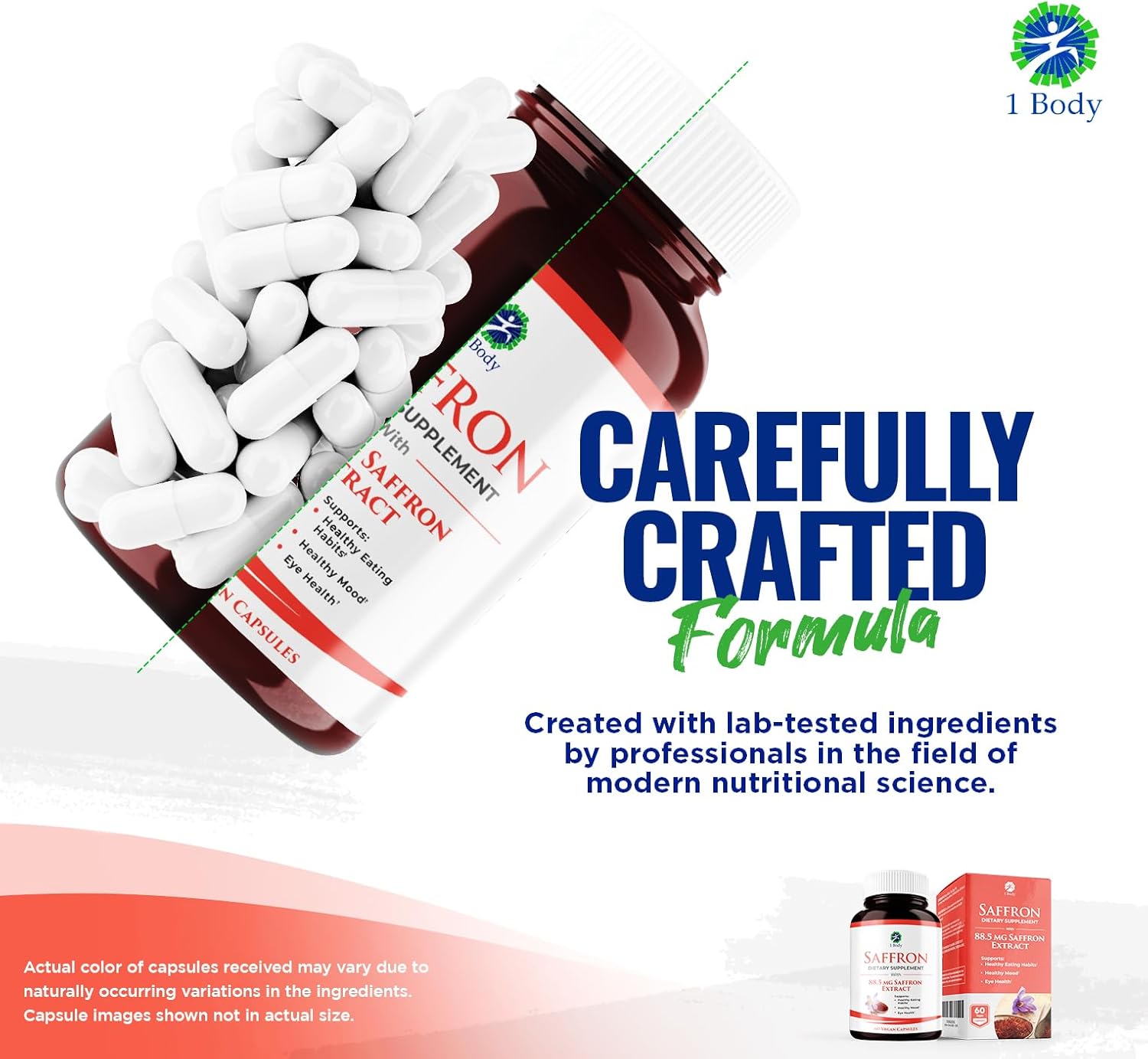 Saffron Extract Supplement with 88.5mg Safranal for Antioxidant and Mood Support