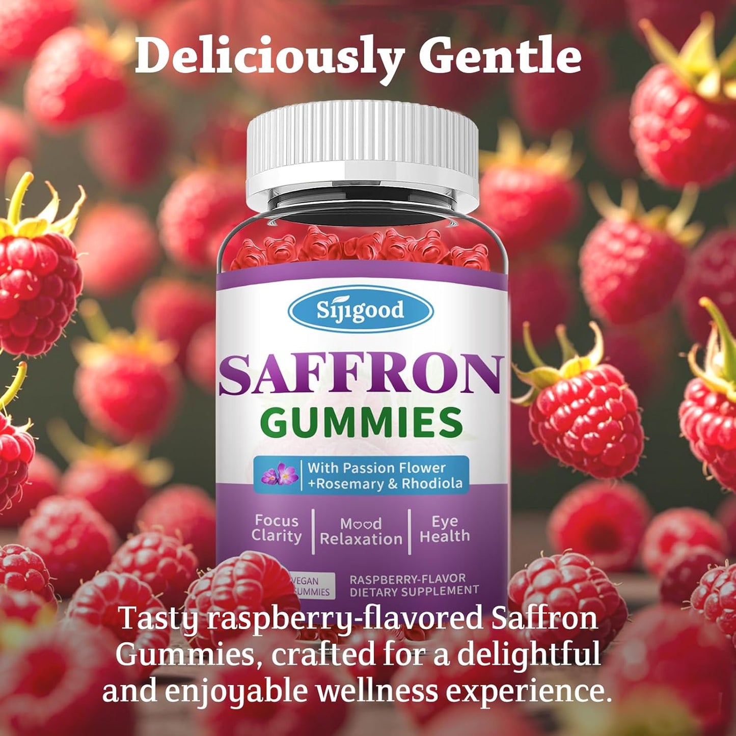 Saffron Gummies 2 Pack with Passion Flower, Magnesium & Vitamins for Relaxation & Focus - 120 Count