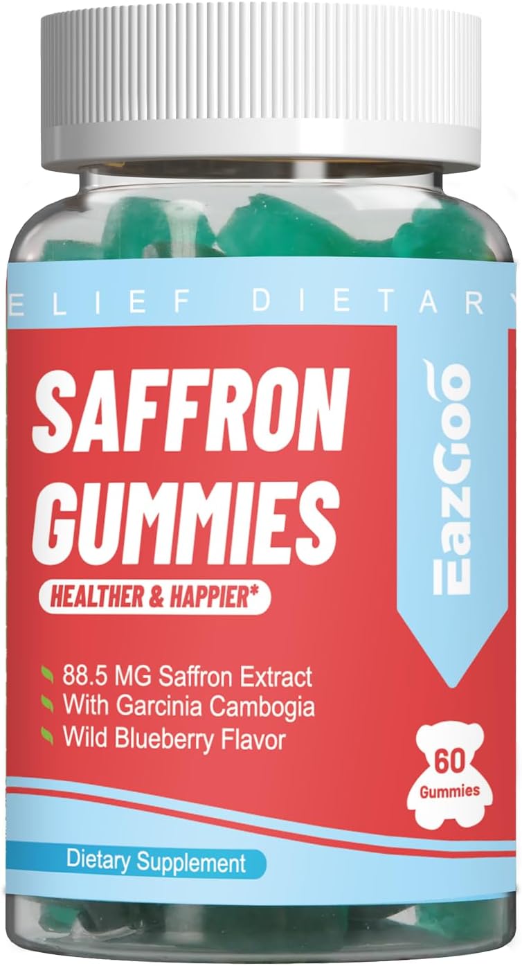 Saffron Gummies with Garcinia Cambogia, Vitamins & Rhodiola Rosea - 120 Supplement Gummies for Mood & Energy Boost