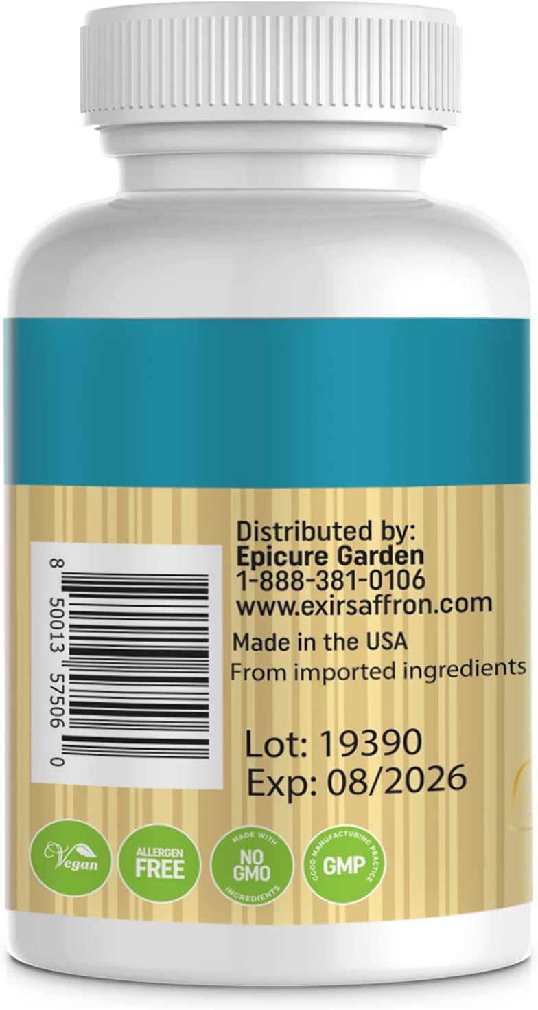 Saffron Supplement for Focus, Mood, Metabolism, Healthy Eating Habits | 60 Tablets