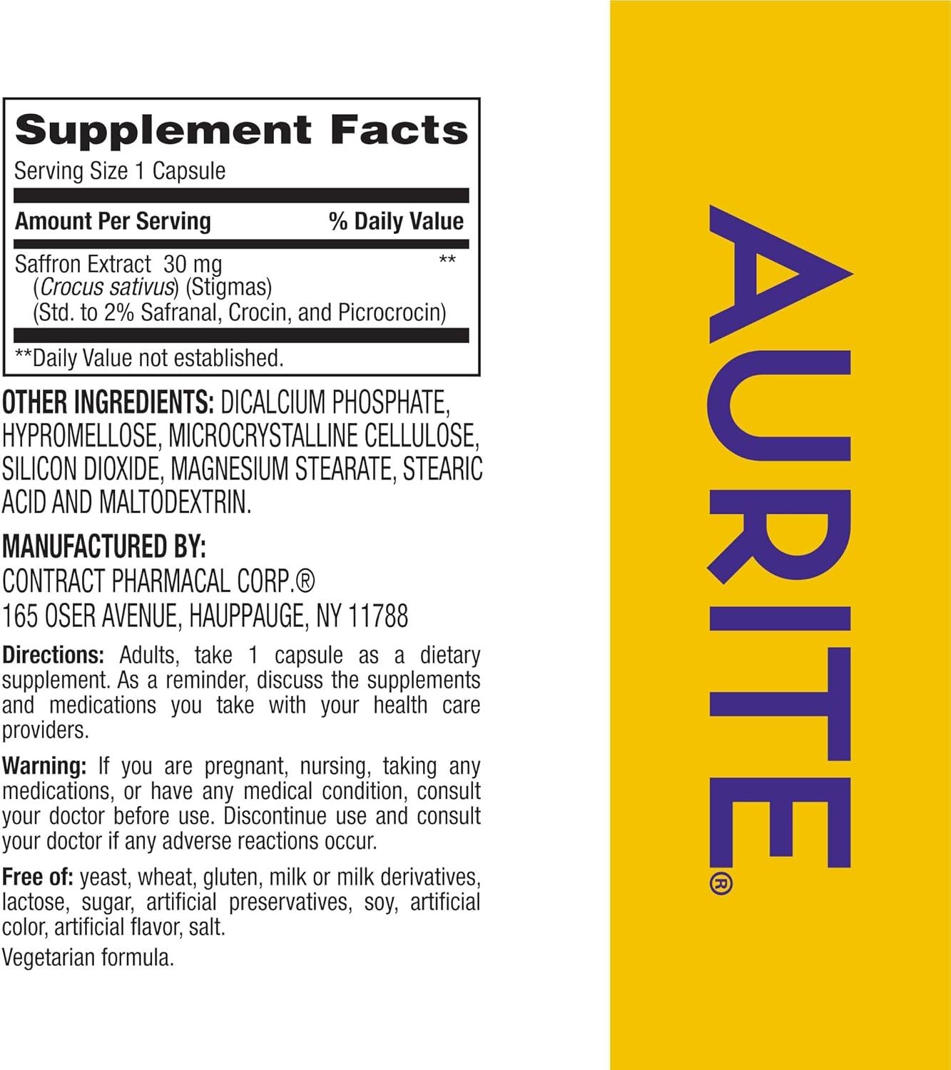 Saffron Supplement for Stress Management, Mood Support, and Memory | 30mg Saffron, Vegetarian, Non-GMO, Gluten-Free | 30 Count (1 Month Supply)