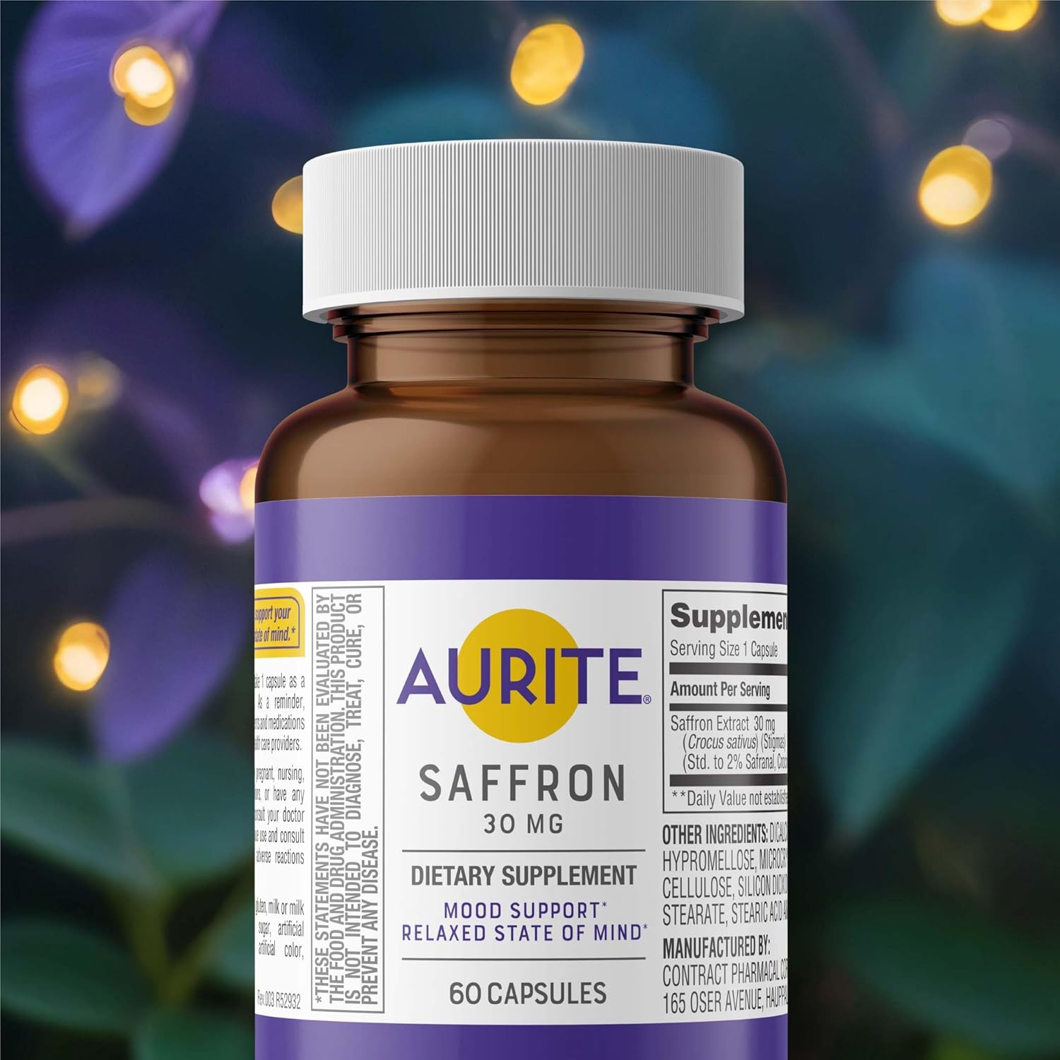 Saffron Supplement for Stress Management, Mood Support, and Memory | 30mg Saffron, Vegetarian, Non-GMO, Gluten-Free | 30 Count (1 Month Supply)