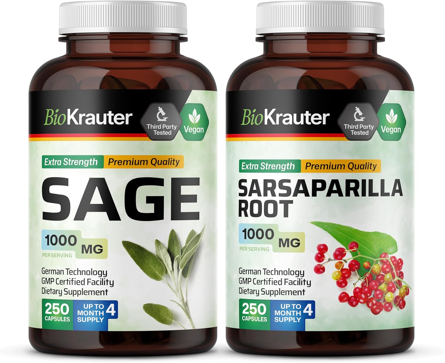 Sage and Sarsaparilla Herbal Supplement - 500 Capsules