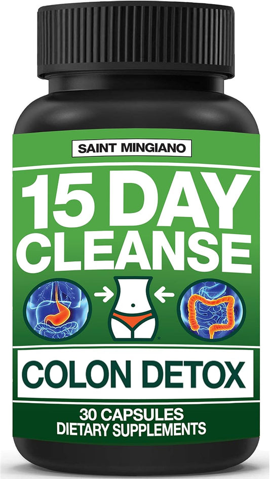 Saint Mingiano 15 Day Cleanse | Natural Laxative for Constipation & Bloating | 30 Pills Boost Energy & Detoxify | Extra-Strength Senna Leaf Supplements
