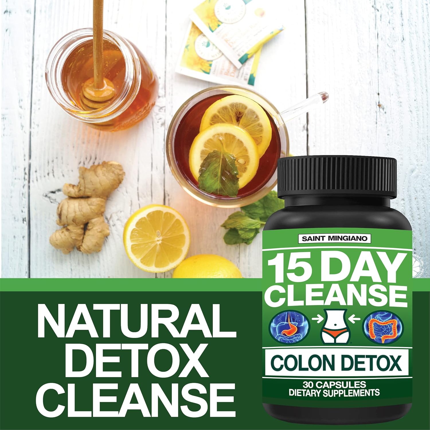 Saint Mingiano 15 Day Cleanse | Natural Laxative for Constipation & Bloating | 30 Pills Boost Energy & Detoxify | Extra-Strength Senna Leaf Supplements