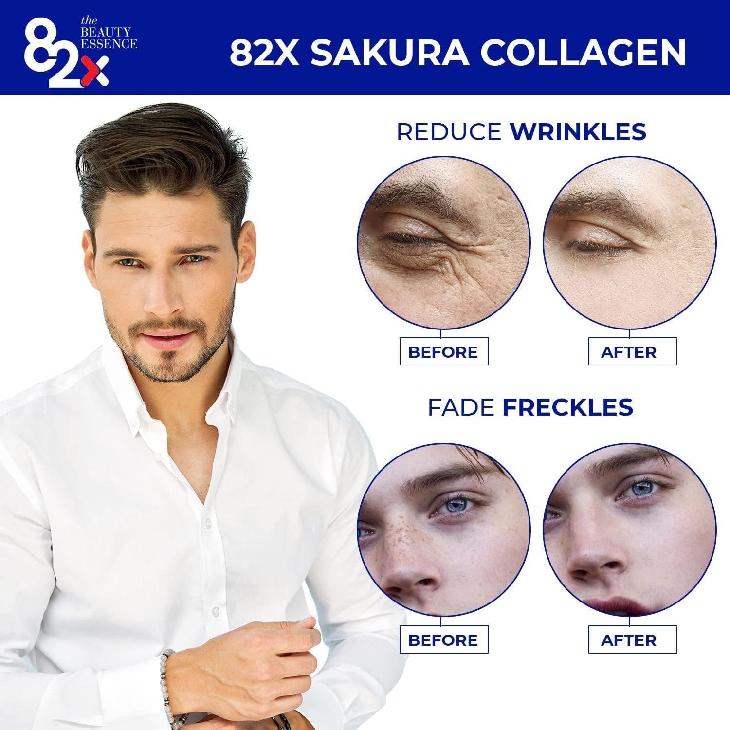 Sakura Collagen Liquid Drink with Marine Fish Tuna Peptides for Skin, Hair & Nails - 82X Fermented Plants, Vitamins & Minerals - 3 Pack