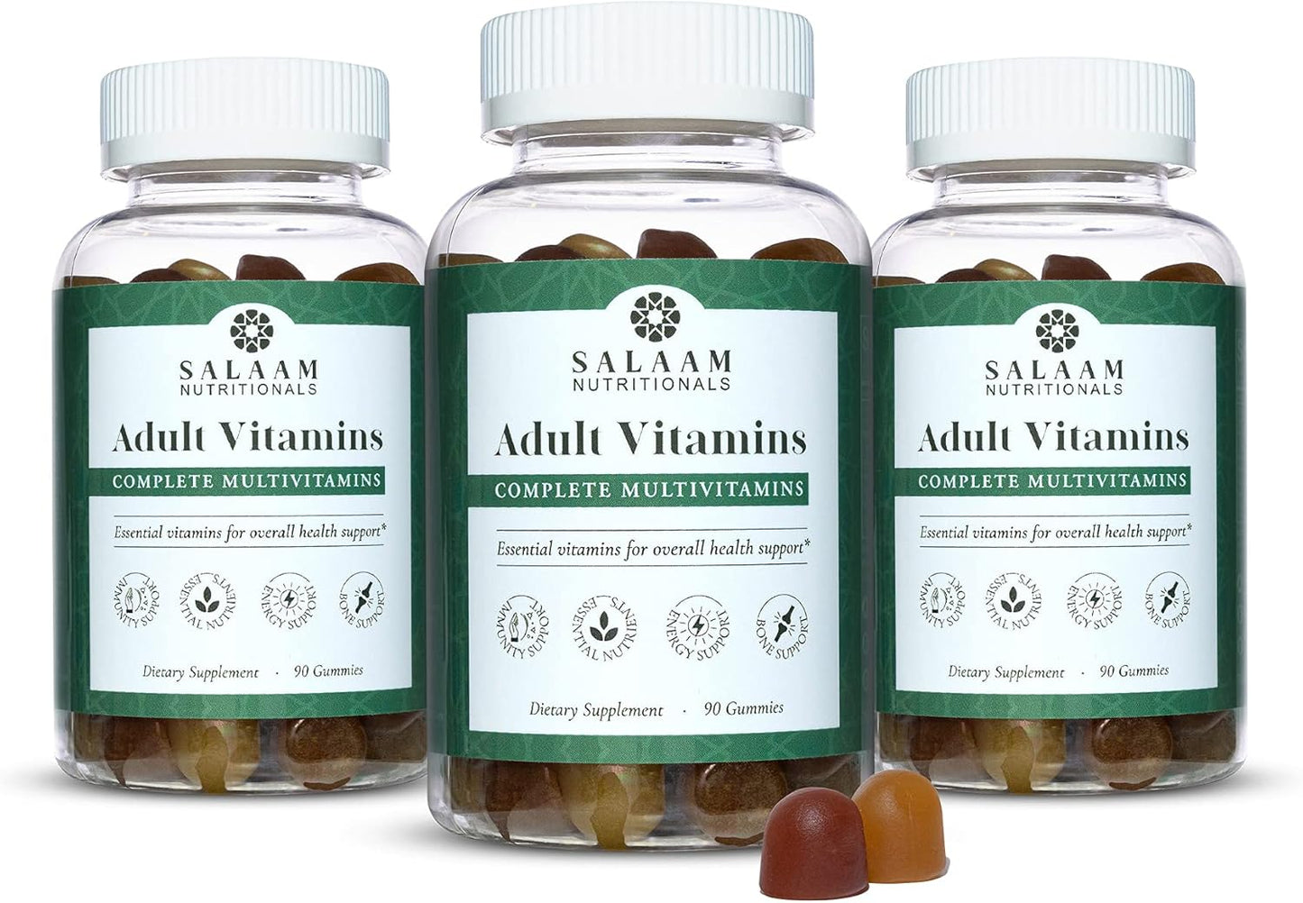 Salaam Nutritionals Adult Multivitamin Gummies for Women and Men - 90 Count, 3 Packs - 11 Essential Vitamins and Minerals for Adults