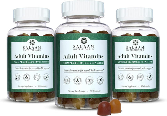 Salaam Nutritionals Adult Multivitamin Gummies for Women and Men - 90 Count, 3 Packs - 11 Essential Vitamins and Minerals for Adults