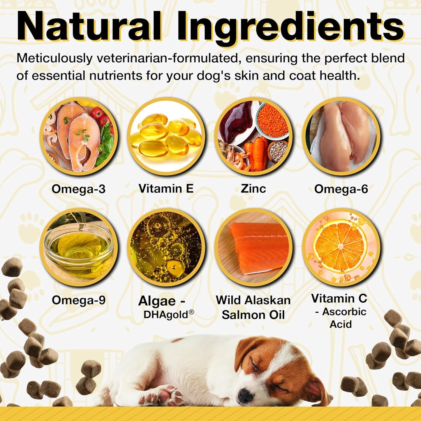 Salmon Flavored Dog Fish Oil Supplements - 240 Omega 3 Vitamins for Itching Relief, Skin & Coat Support - Veterinarian Formulated