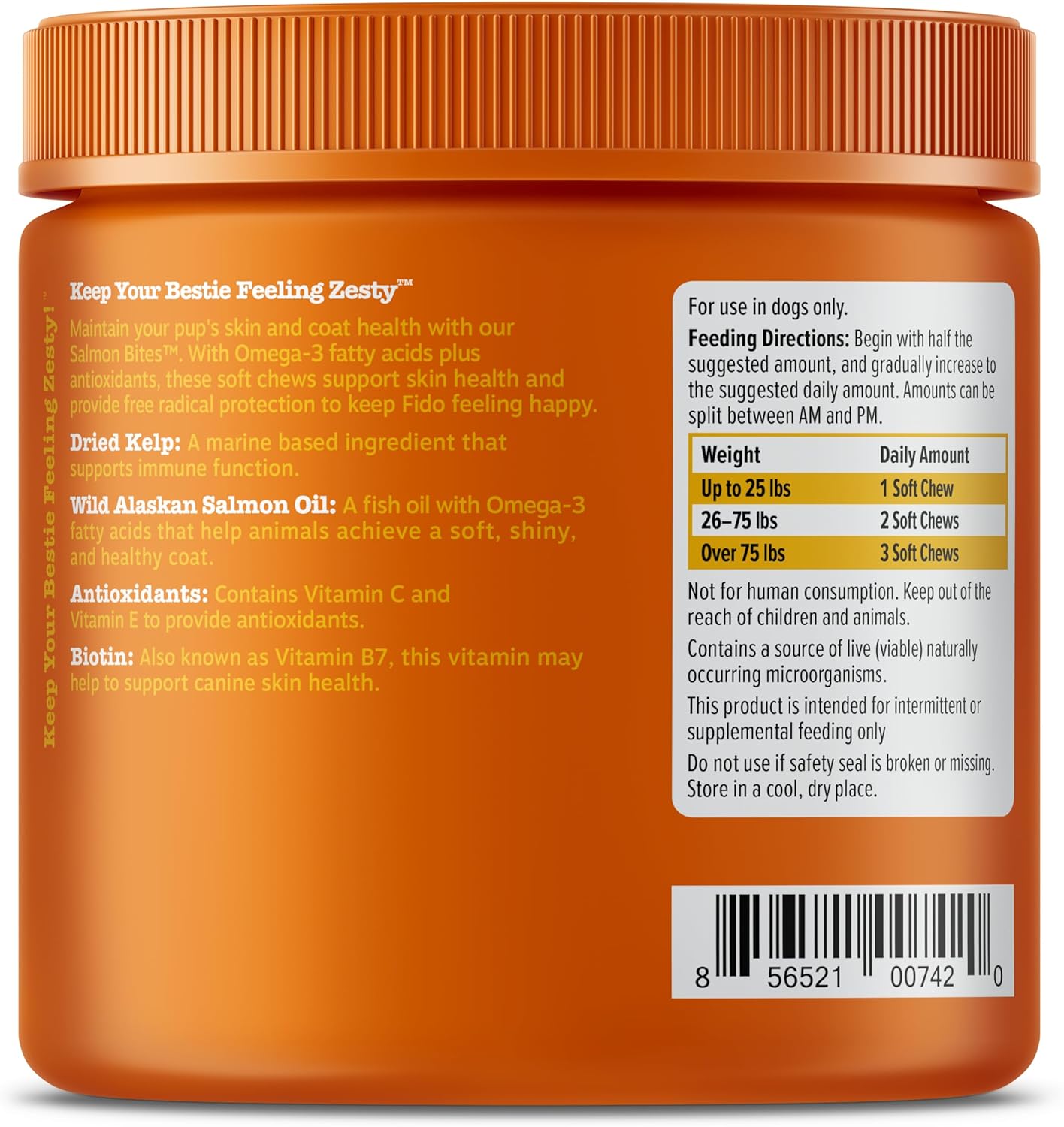 Salmon Oil Chews for Dogs, Omega 3 Skin and Coat Supplement, Allergy Relief, Itch Relief, 90 Count