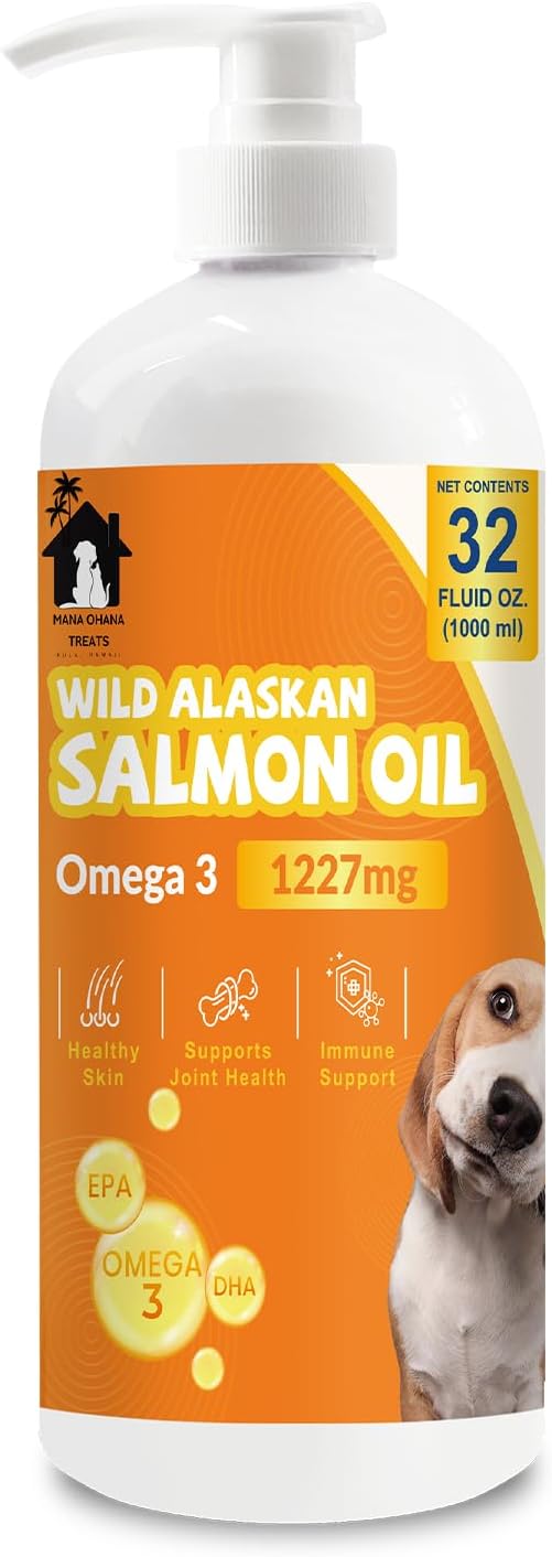 Salmon Oil for Dogs & Cats | Omega 3 Fish Oil Supplement for Healthy Skin & Coat, Joint Support, Allergy Relief | 32oz
