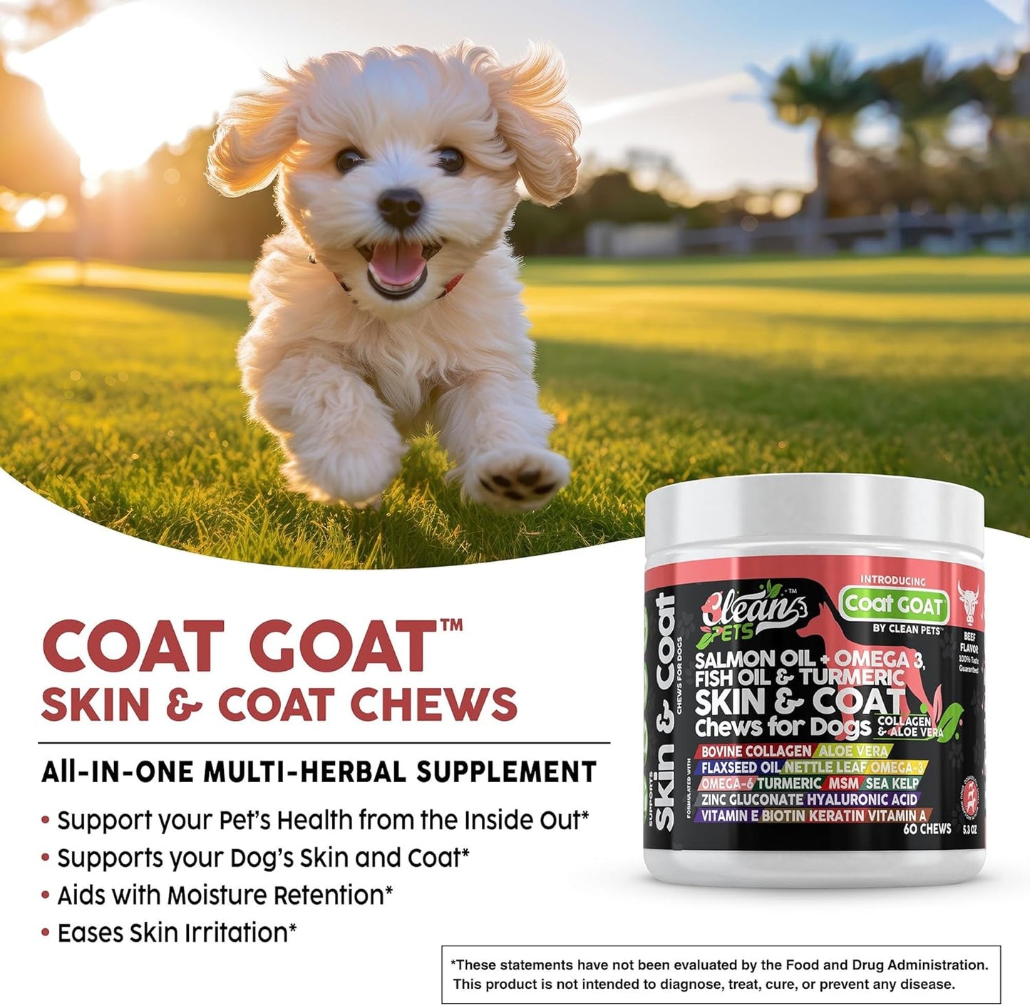 Salmon Oil Omega 3 Fish Oil for Dogs Skin and Coat Supplement with Collagen, Aloe Vera, Biotin, Flaxseed, and Vitamins