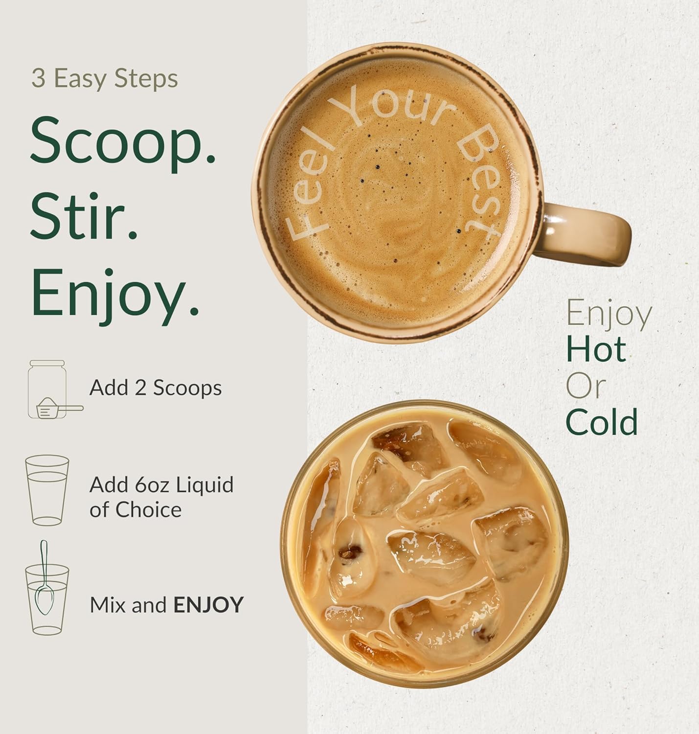 Salted Caramel Mushroom Drink with 5 Superfoods, Collagen & Energy Boost - Lion’s Mane, Chaga, Reishi Powder (30 Servings)