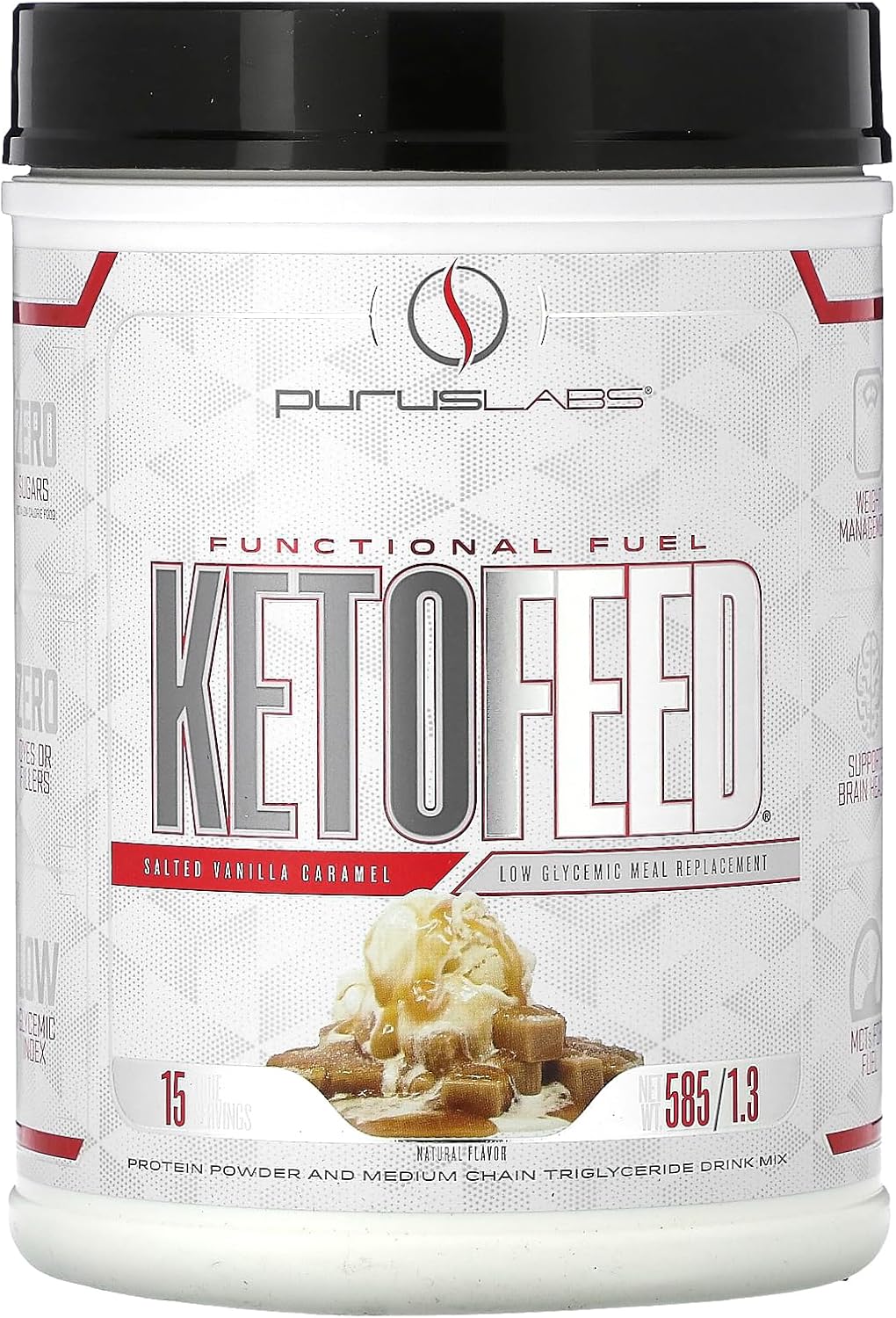 Salted Vanilla Caramel Purus Labs KETOFEED Protein Powder - 15 Servings