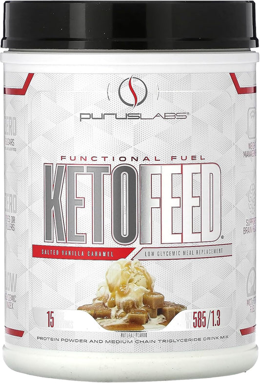 Salted Vanilla Caramel Purus Labs KETOFEED Protein Powder - 15 Servings