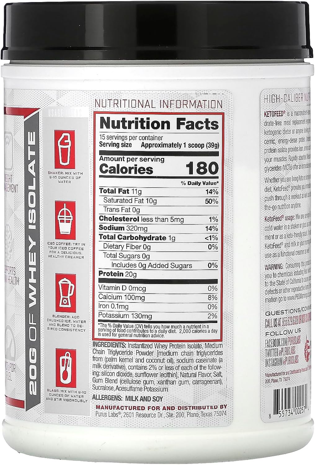 Salted Vanilla Caramel Purus Labs KETOFEED Protein Powder - 15 Servings