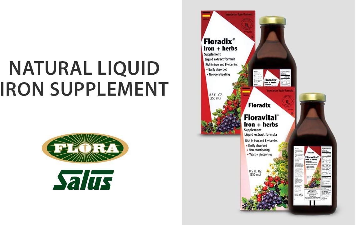 Salus Floradix FLORA - Floravital Liquid Iron & Herb Supplement, 8.5 Fl Oz, Gluten-Free & Vegan