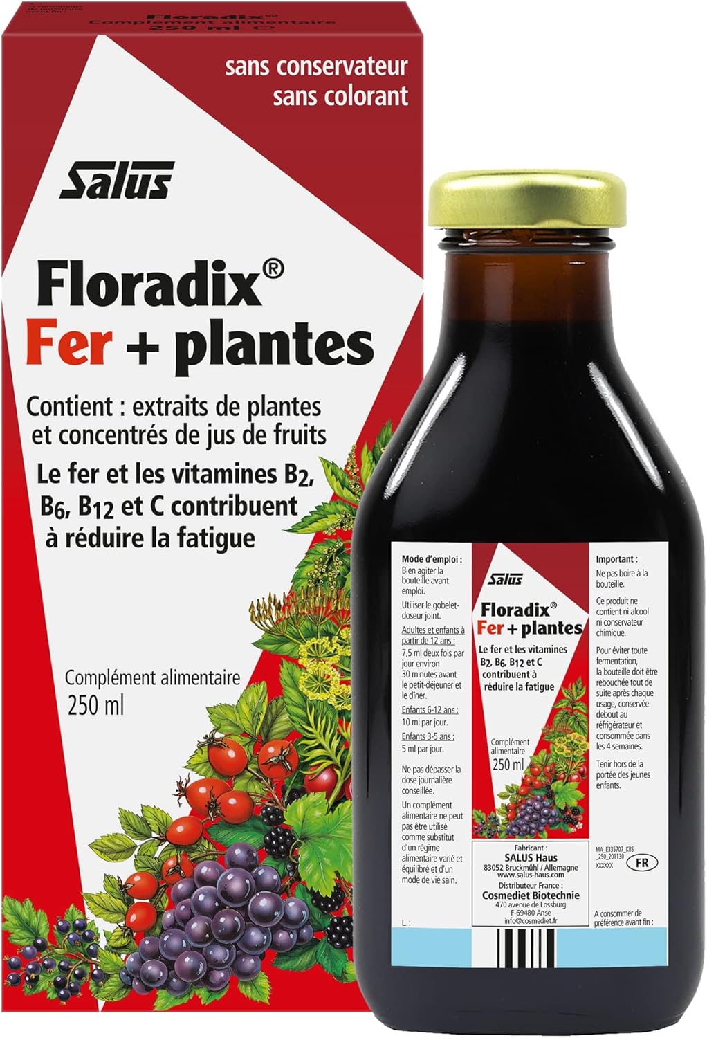Salus Floradix Liquid Iron and Vitamin Supplement - 250ml Bottle