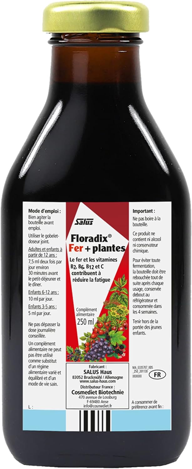 Salus Floradix Liquid Iron and Vitamin Supplement - 250ml Bottle