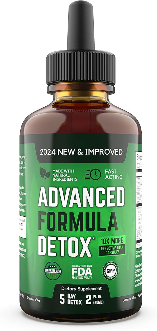 Salutem Vita™ Liquid Detox - Advanced Formula for Total Body Cleanse - Rejuvenating Dietary Supplement - 2 Fl Oz - 20 Servings
