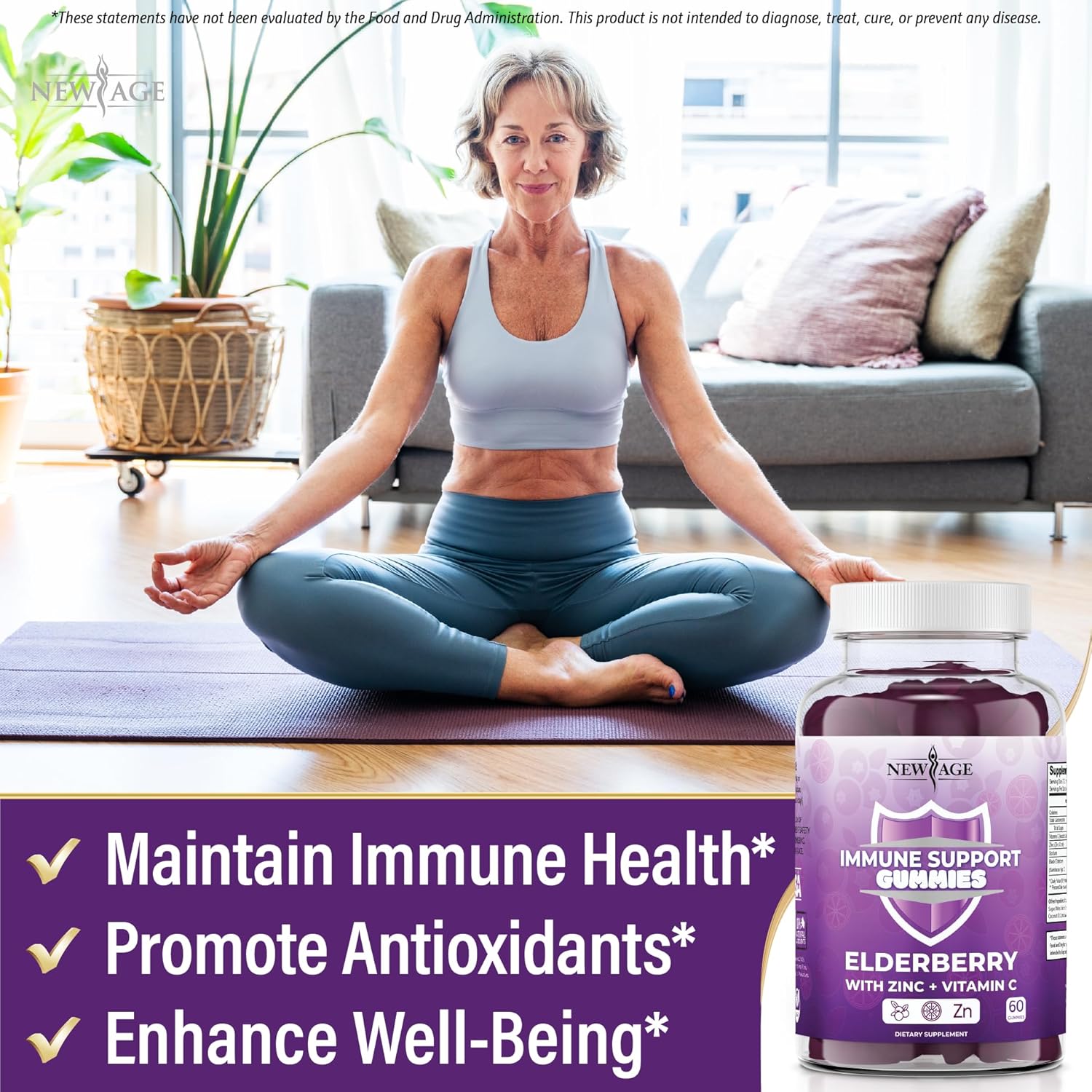 Sambucus Black Elderberry Gummies with Vitamin C and Zinc for Immune Support - 60 Gummies