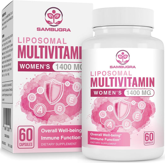 Sambugra Liposomal Multivitamin for Women 1400MG - Women's Daily Multivitamin with Iron, Vitamin A, C, D, E, B Complex - Immune, Hair & Skin Support, 60 Vegan Capsules
