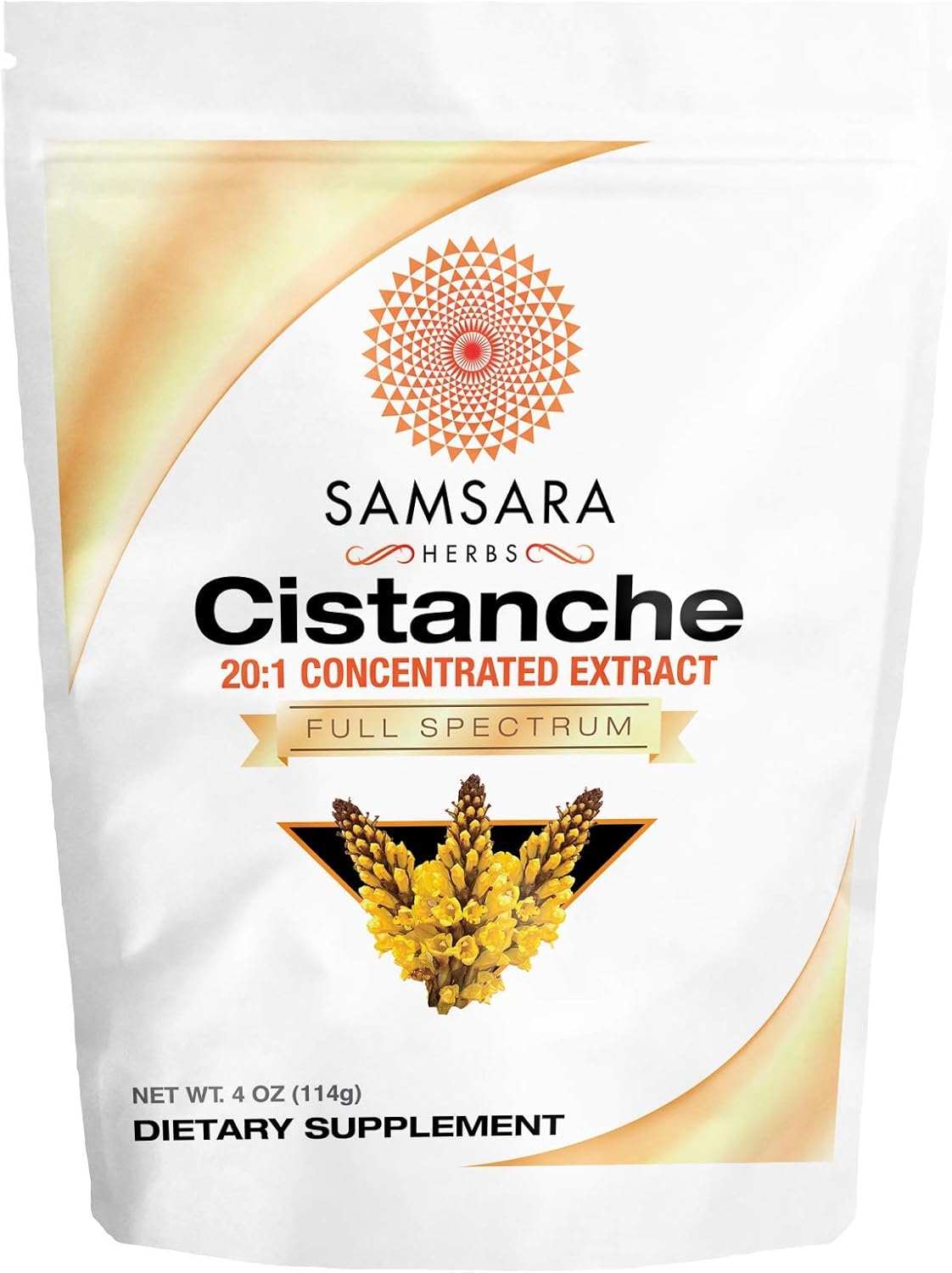 Samsara Herbs Cistanche Extract Powder - 4oz - 20:1 Concentration - USA Made - 3rd Party Tested - Boost Strength, Vitality, & Mood - 2950mg Serving Size